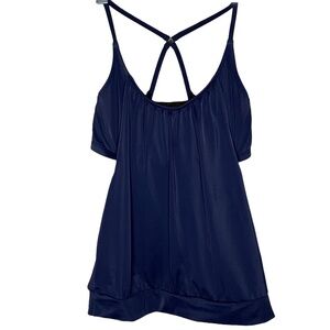 NWT Athleta 32 D/DD Blue Blousy Tankini Top Swim Surf Paddle Bra